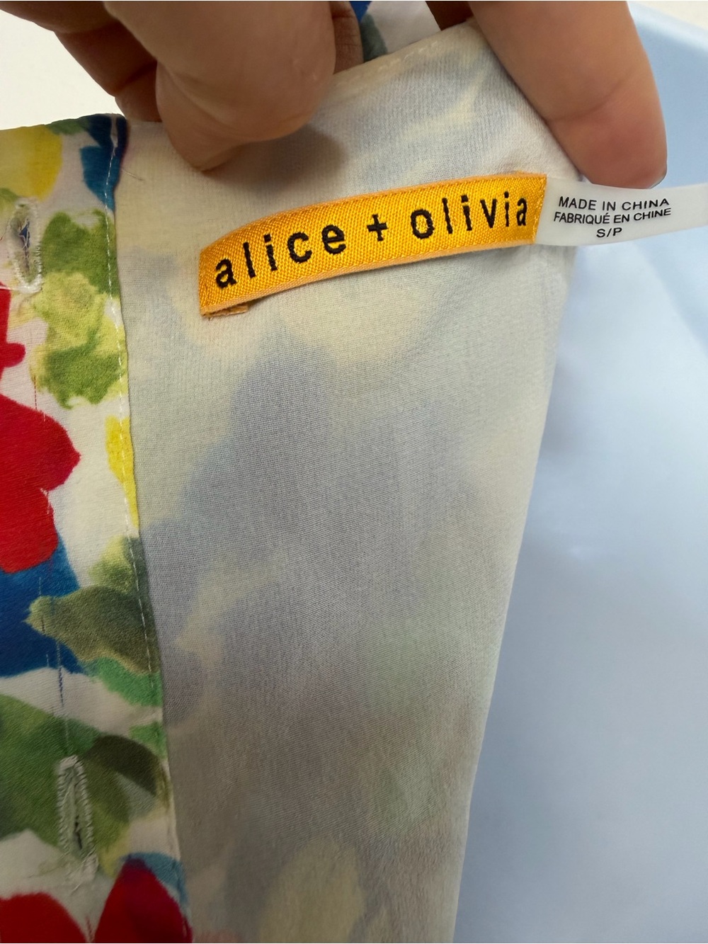Alice + Olivia Floral Midi Dress in White, Blue, Red, Yellow, Green SP - Picture 2 of 5